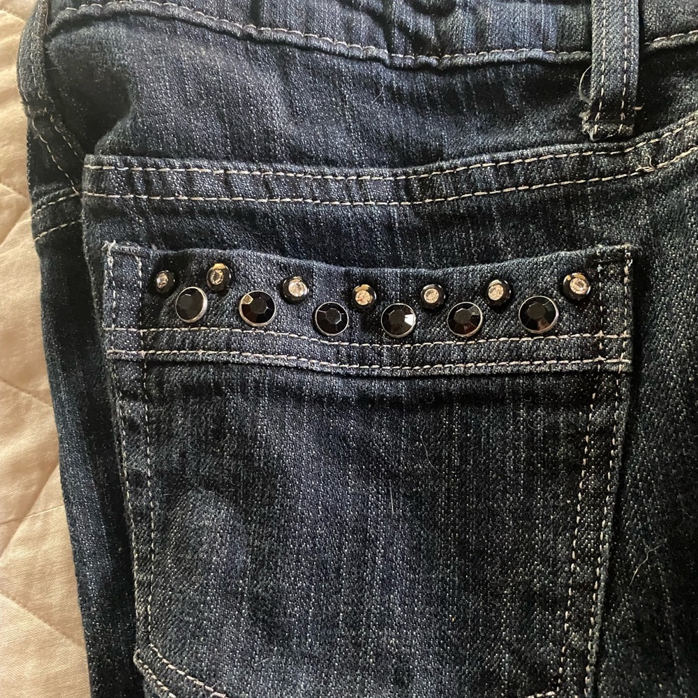 Blue jeans with rhinestones